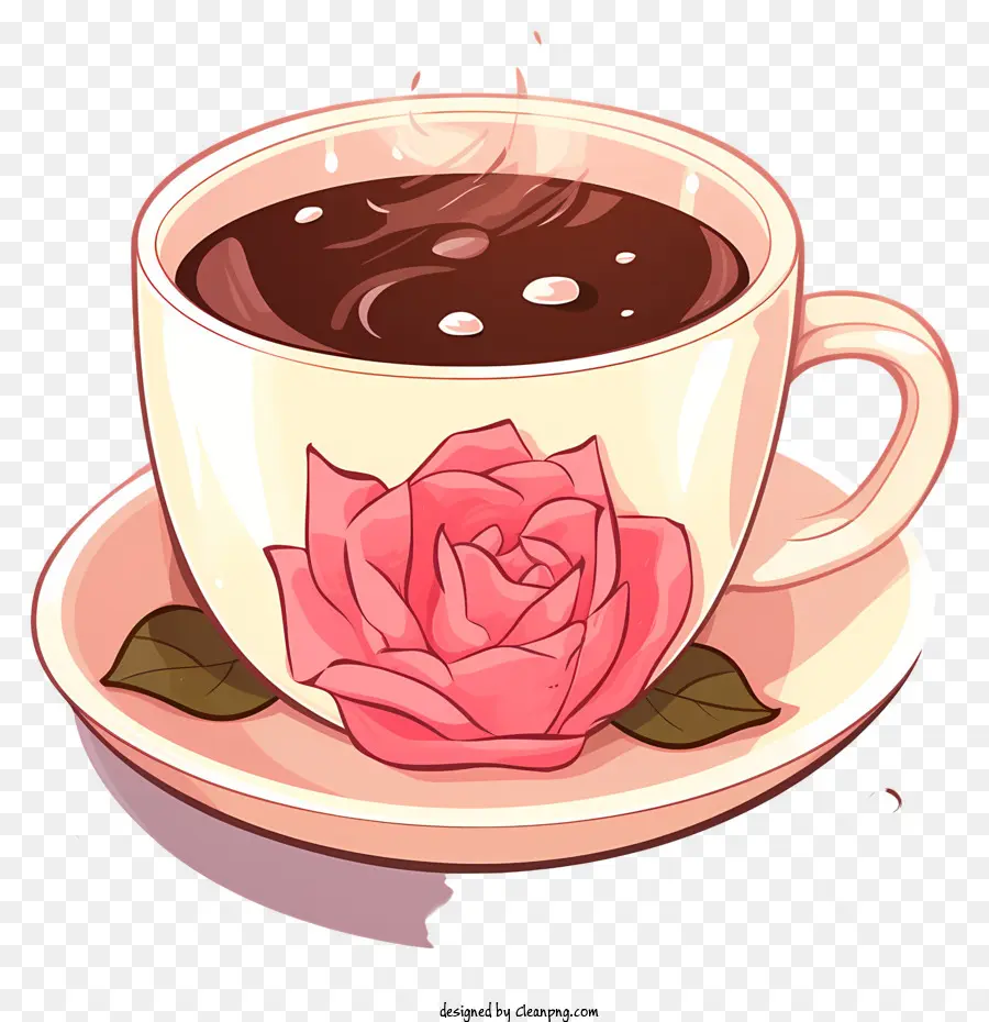 Taza De Café，Rosa Roja PNG