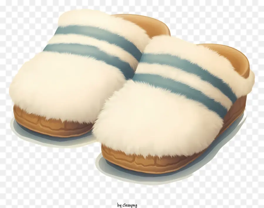 Pantuflas Cálidas Y Esponjosas，Pantuflas Mullidas De Rayas Azules PNG