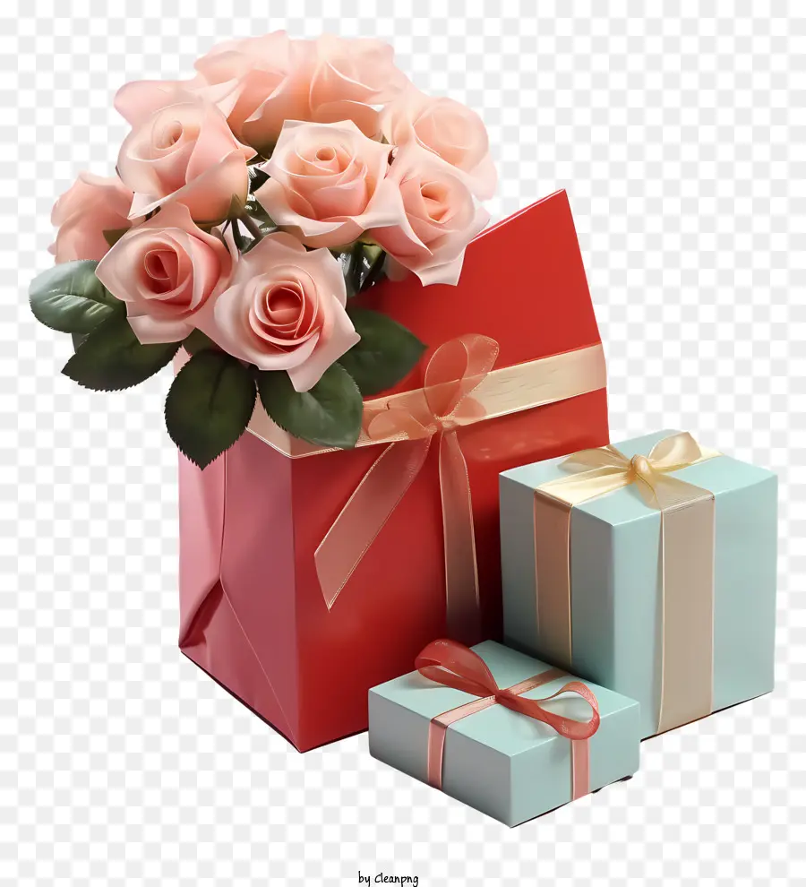 Caja De Regalo，Ramo De Flores PNG