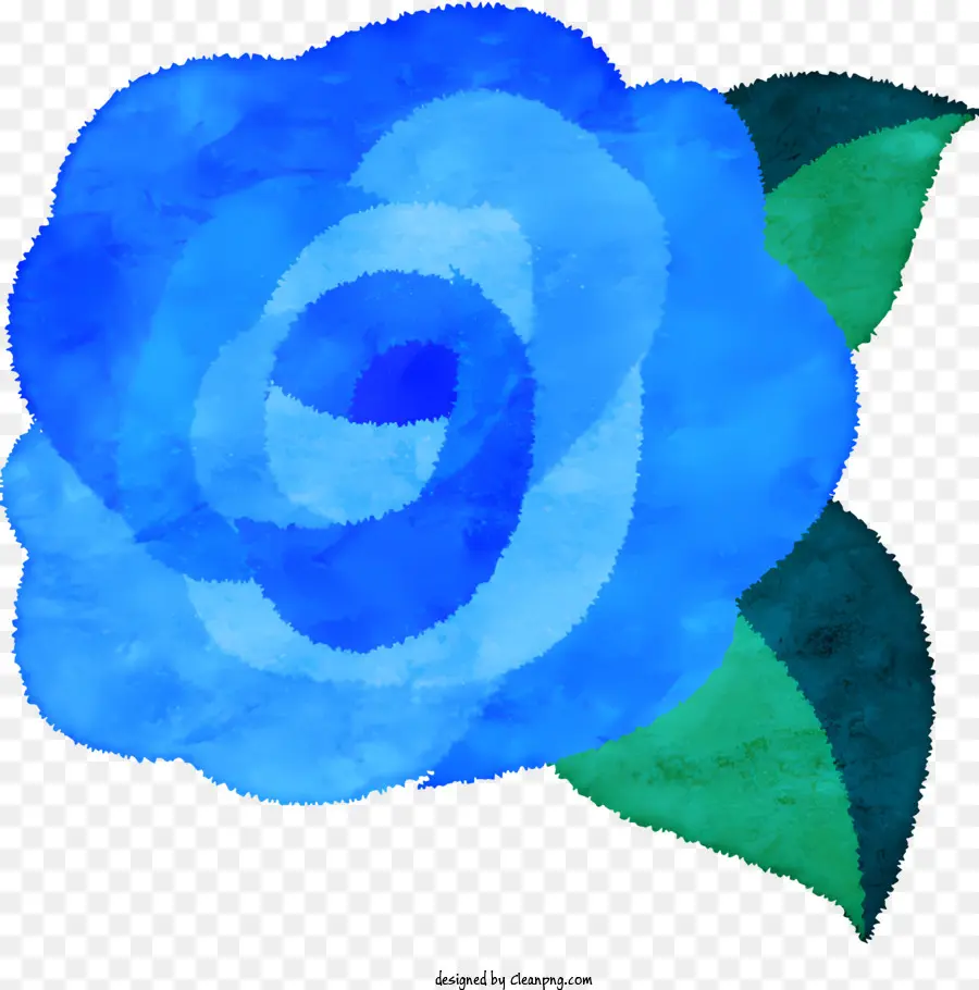 Rosa Azul，Hojas Verdes PNG