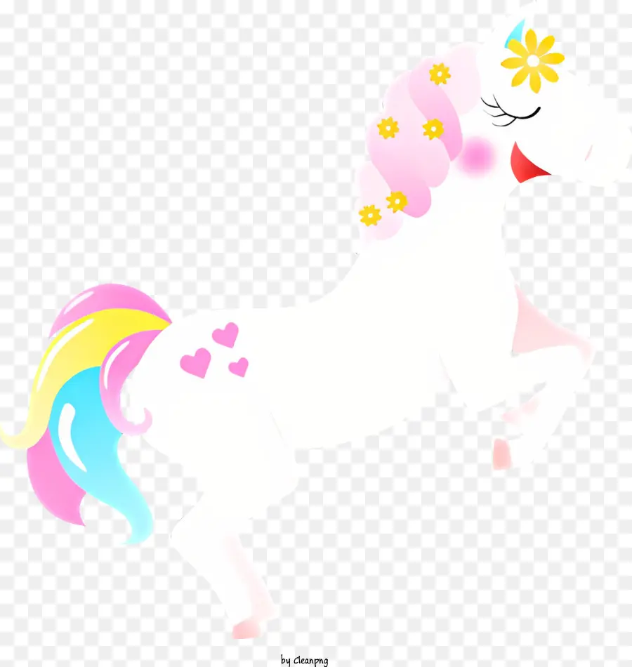 Unicornio，La Corona De Flores PNG