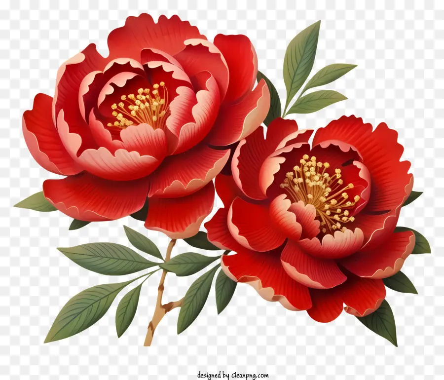 Peony De Año Nuevo Chino Realista，Rojo Peonía Flores PNG