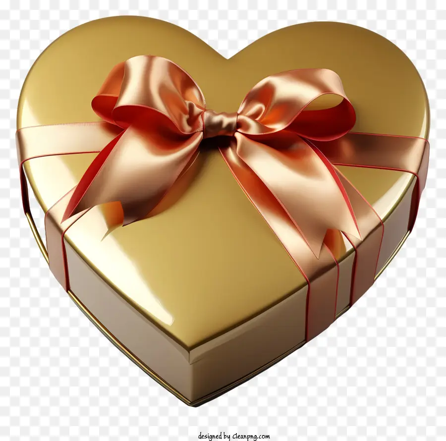 Caja De Regalo，Caja De Corazón Dorada PNG