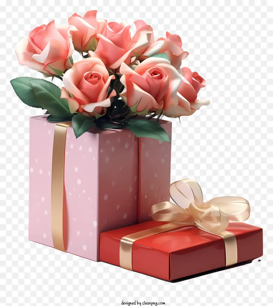 Caja De Regalo，Caja De Regalo Con Rosas PNG