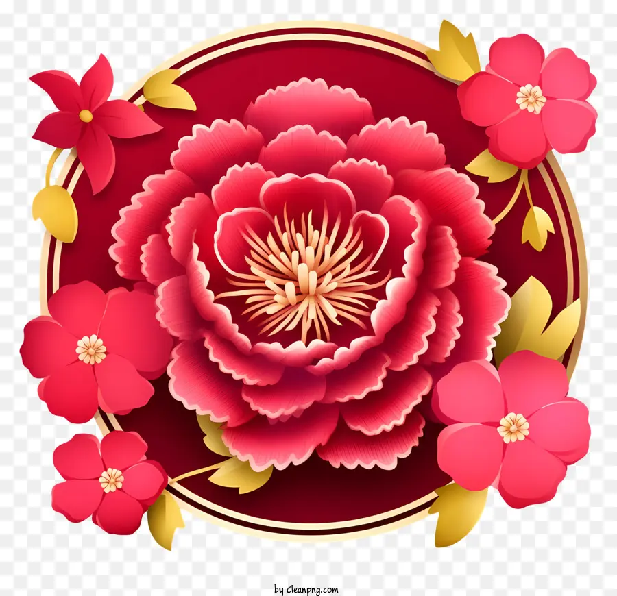 Año Nuevo Chino Emoji De Peonía，Rosa Roja PNG