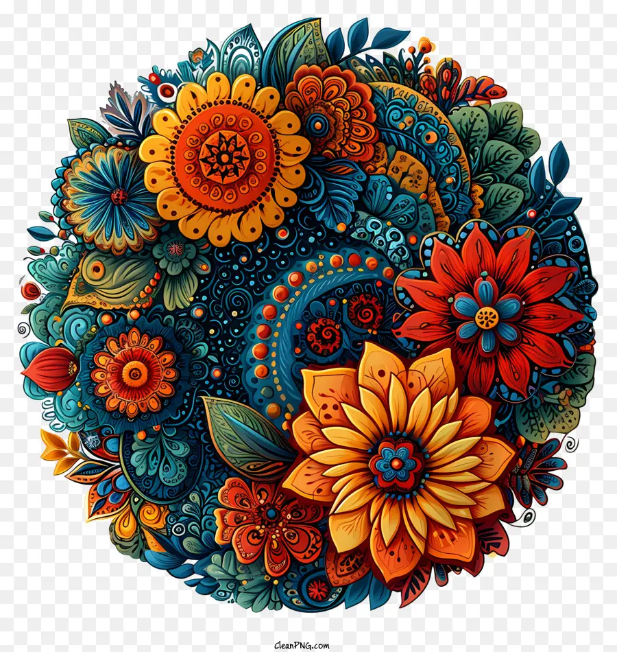 Mandala，Patrón Floral Colorido PNG