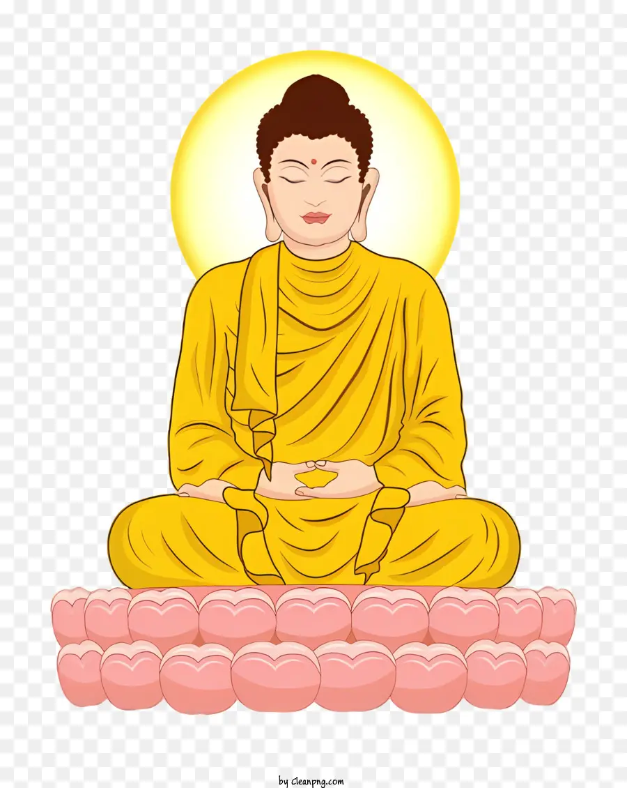 Día De Bodhi，Buda Sentado Con Túnica Amarilla PNG