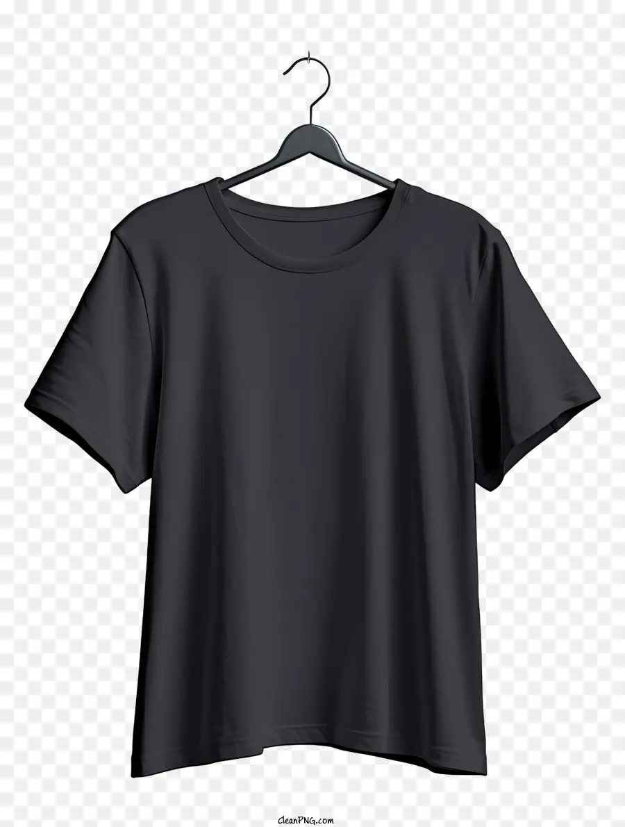 Camiseta Negra De Estilo Realista En Perchera De Tela，Negro Camiseta PNG