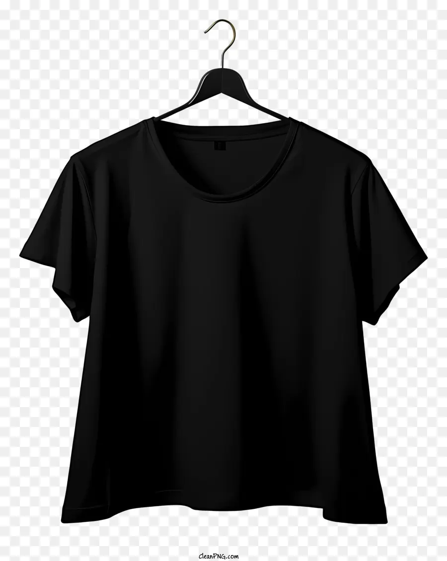 Camiseta Negra De Estilo Plano Sobre Percha De Tela，Negro Camiseta PNG