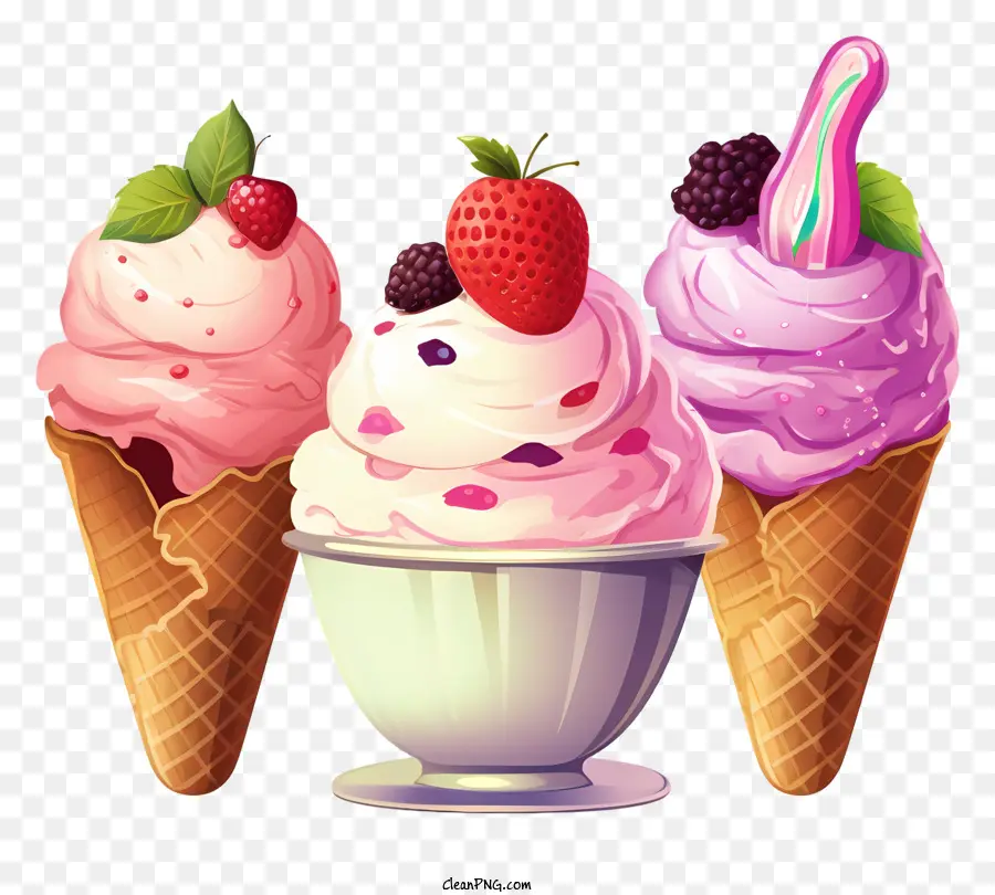 Tazón De Helado Plano，Conos De Helado PNG