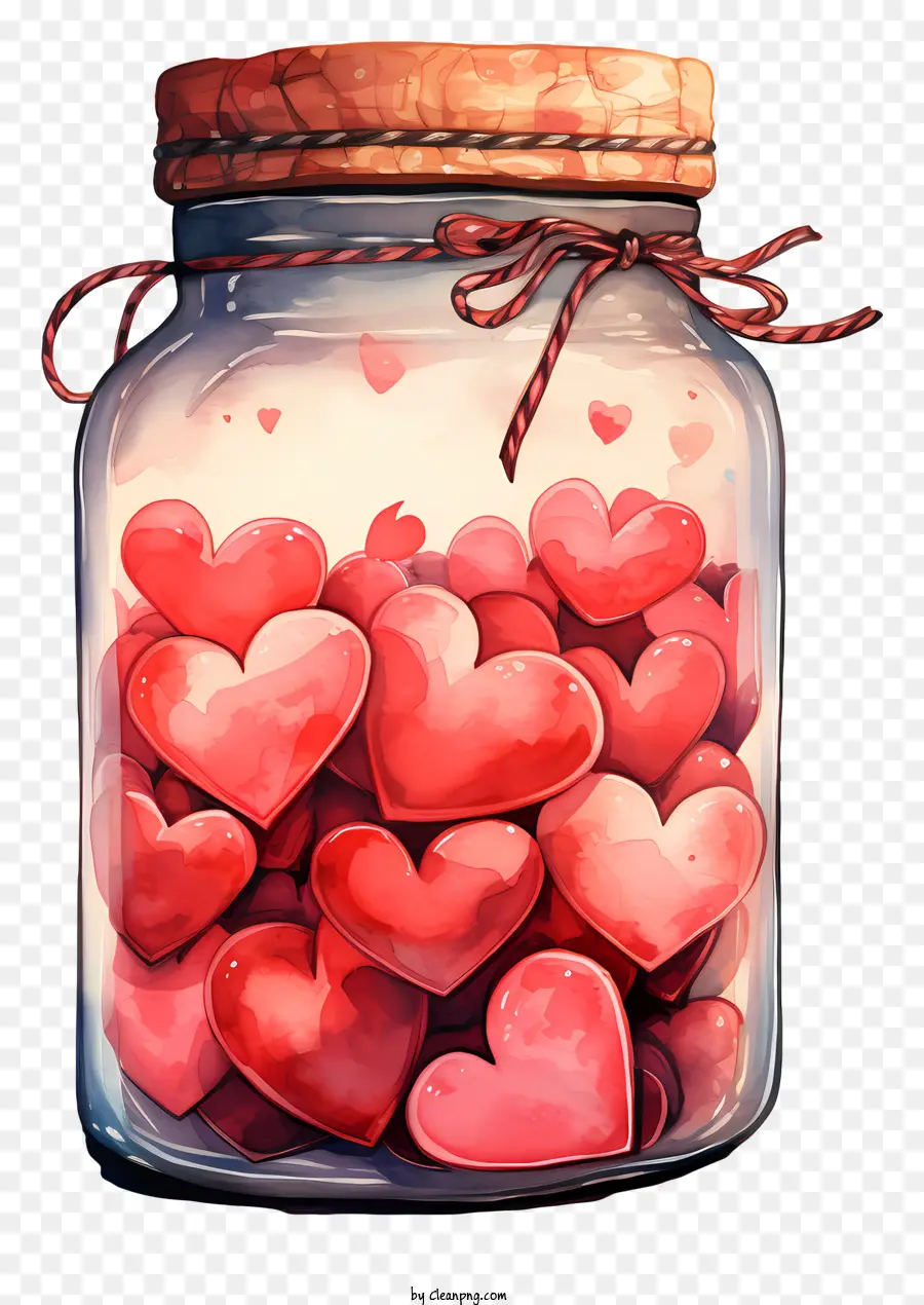 Jar Mason，Corazón Rojo Caramelo PNG