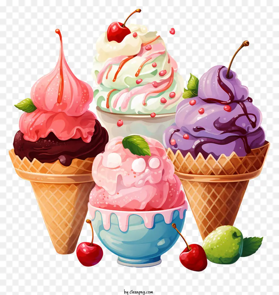 Tazón De Helado De Acuarela，Helado PNG