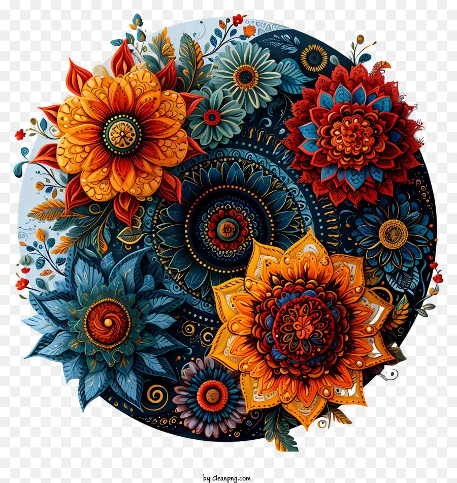 Mandala，Arreglo Floral PNG