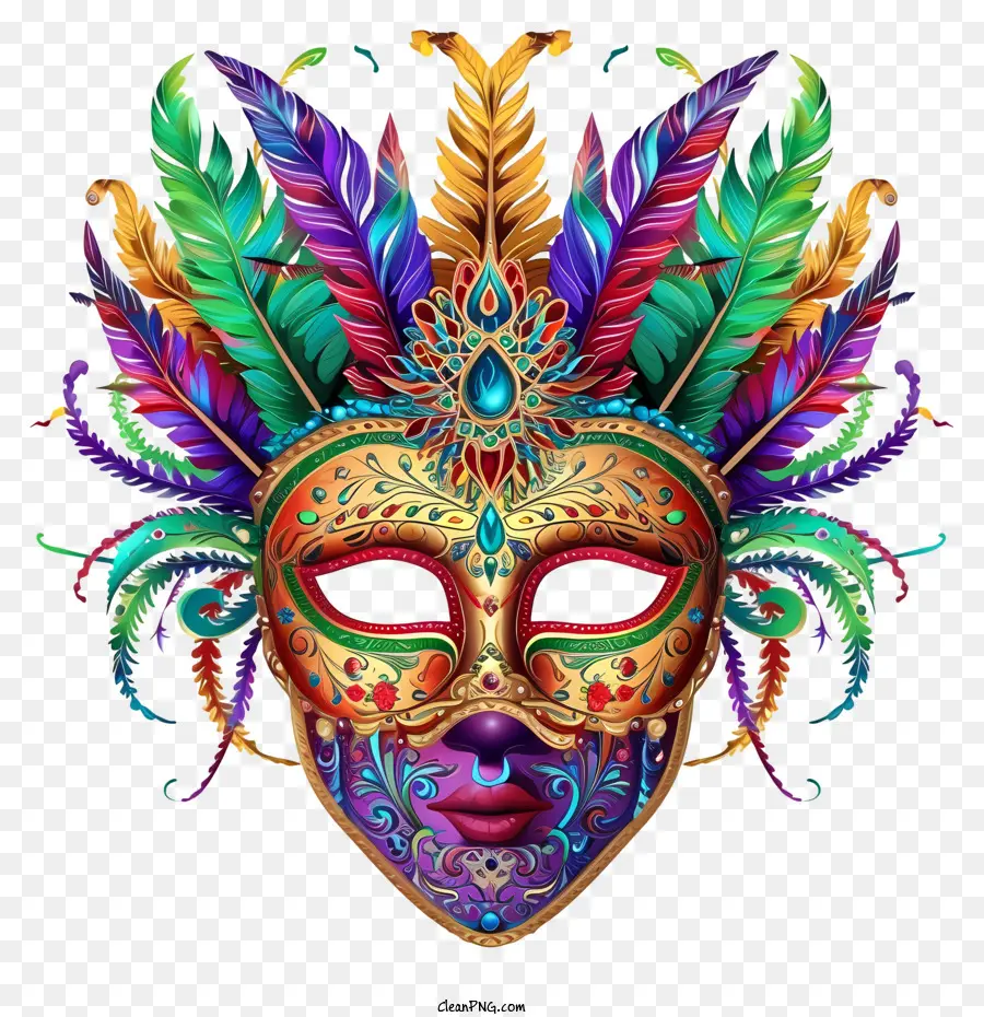 Máscara De Carnaval De Estilo Doodle，Máscara Colorida PNG
