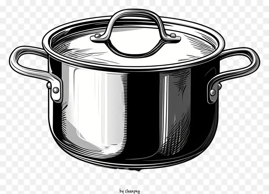 Cacerola De Acero Dibujada A Mano，Olla De Cocina PNG