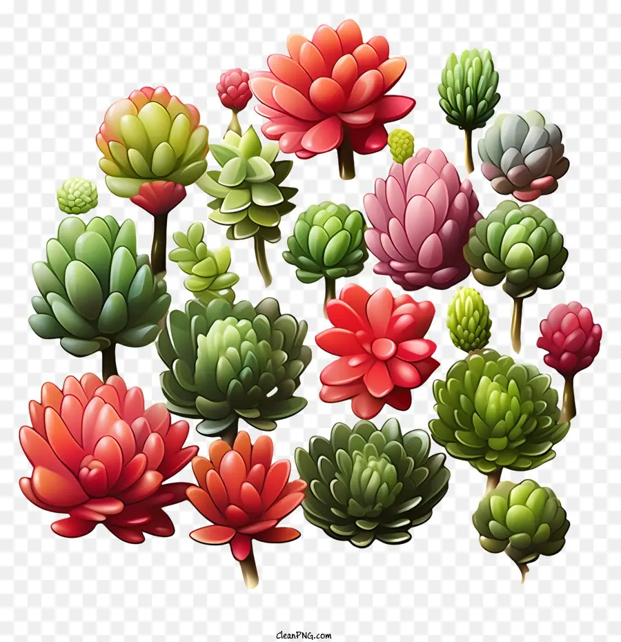 Suculentas Planas，Suculentas Coloridas PNG