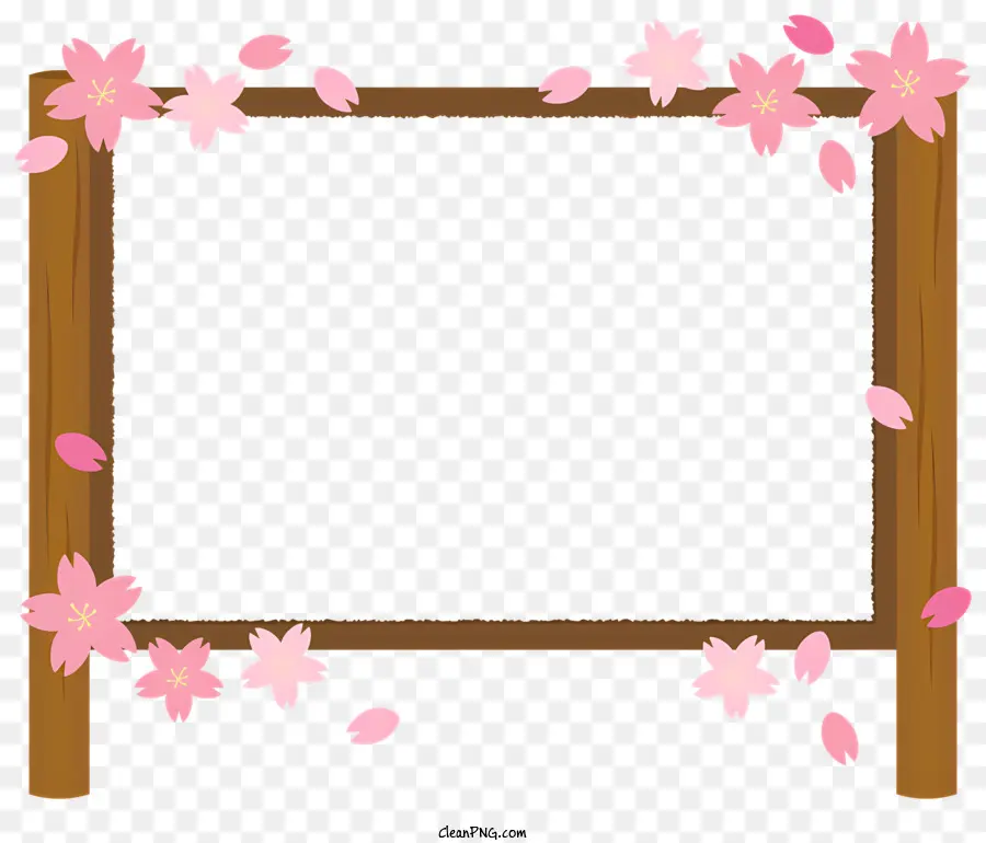 Wooden Frame，Rosa Flores De Cerezo PNG