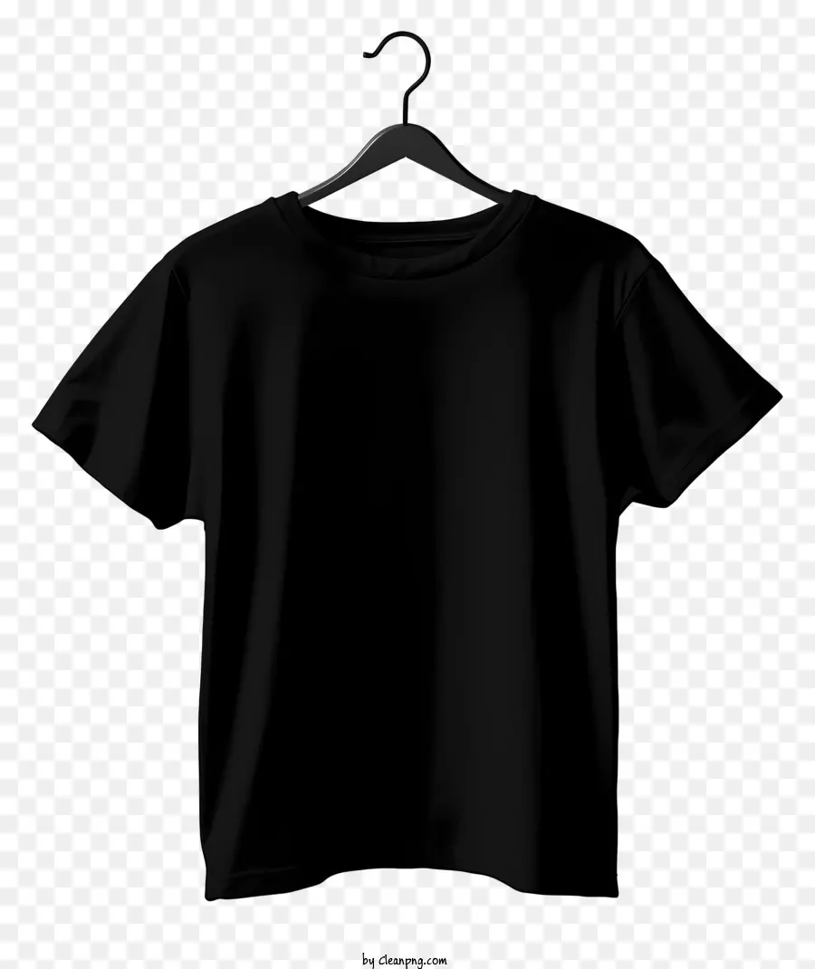 Camiseta Negra De Estilo Plano Sobre Percha De Tela，Negro Camiseta PNG