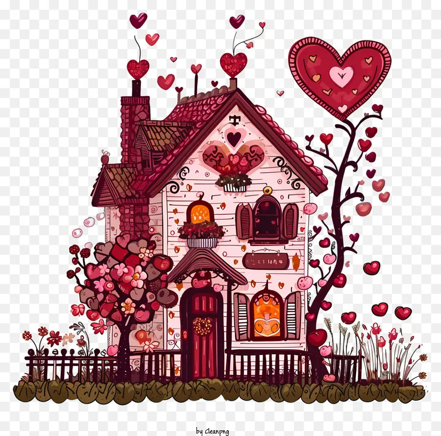 Doodle Valentine House，Casa PNG