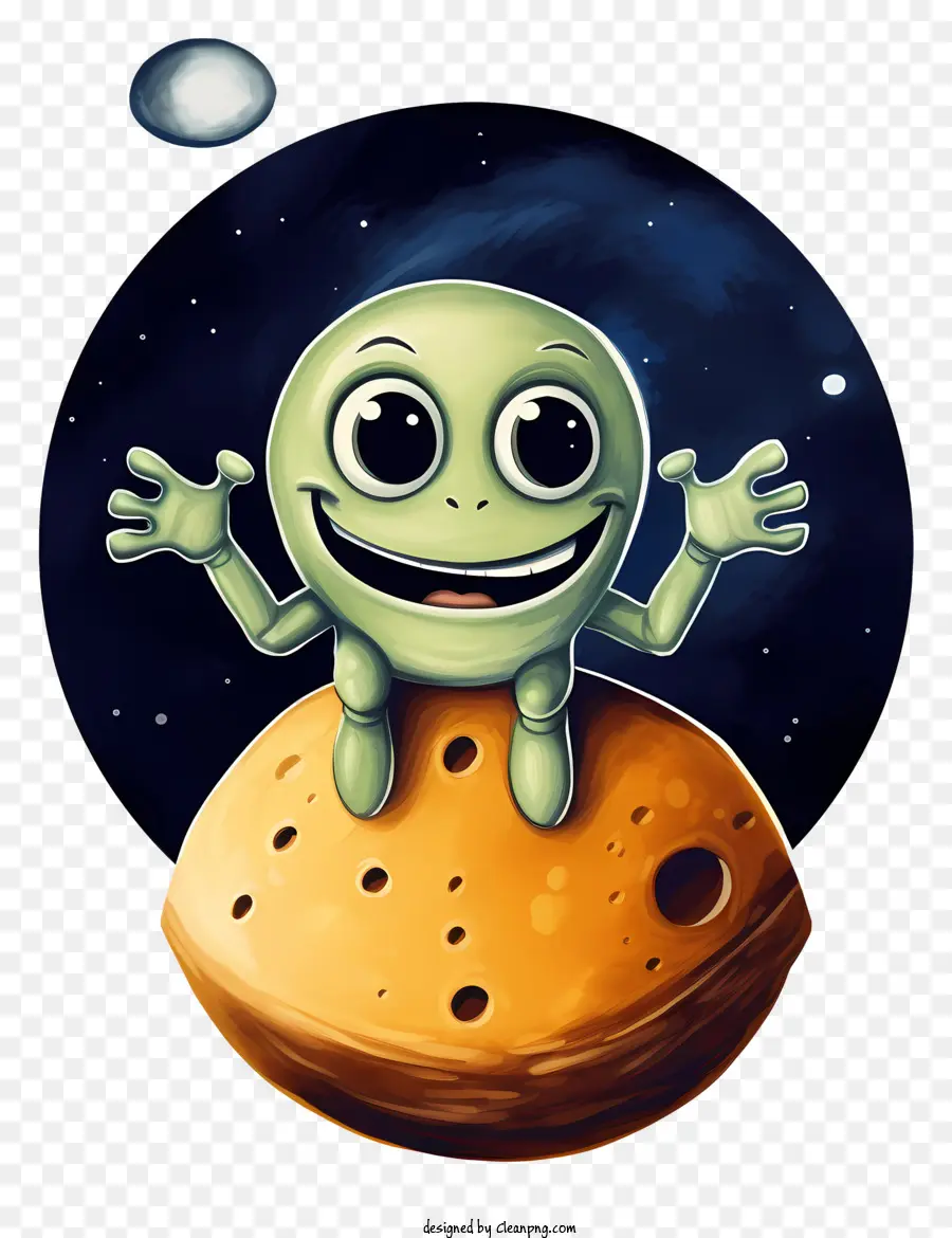 Lindo Alienígena Volando Con Luna，Extranjero PNG