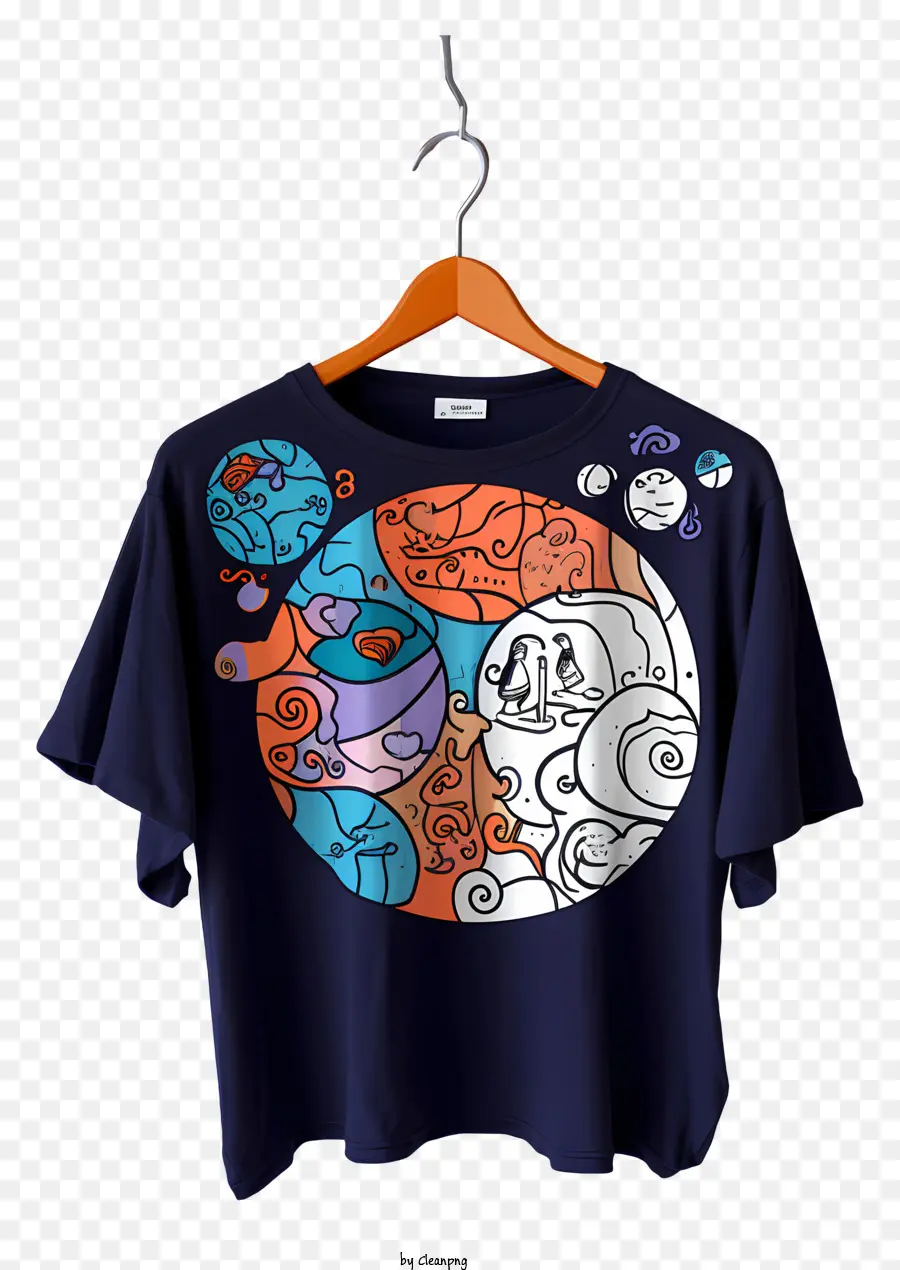 Camiseta De Estilo Doodle En Colgadora De Telas，Diseño Abstracto PNG