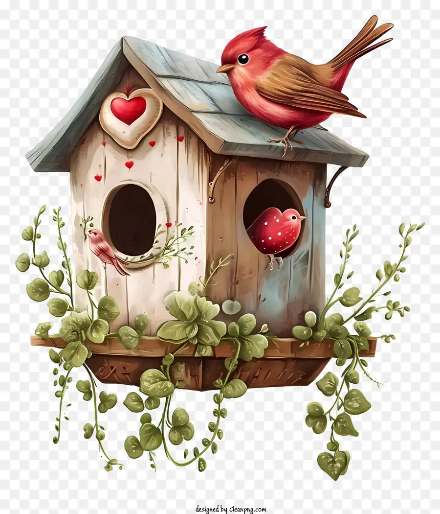 Casa Realista De Pájaros De San Valentín，Pajarera De Madera PNG