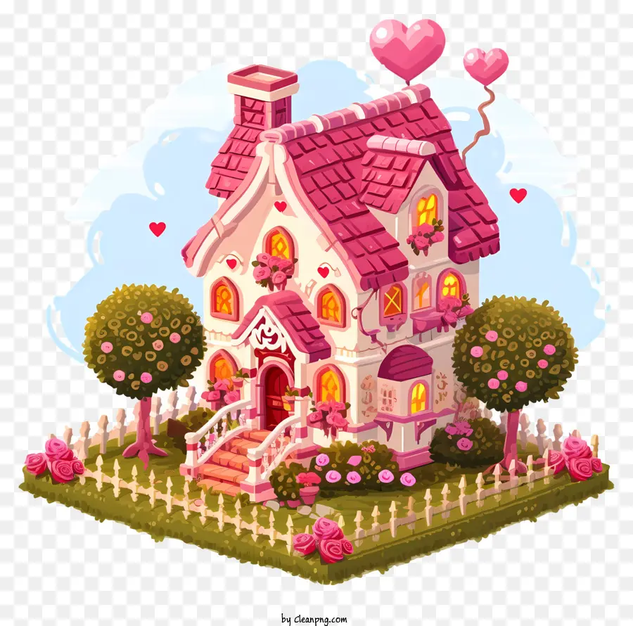 Emoji De La Casa De San Valentín，Casa Rosa PNG