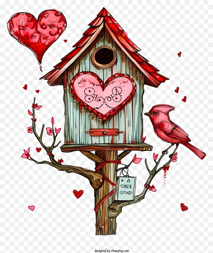 Al Estilo De La Ilustración Romántica，Casa De Pájaros De San Valentín PNG