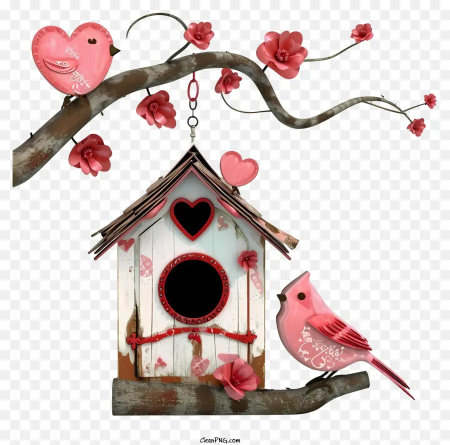 Casa Realista De Pájaros De San Valentín 3d，Pajarera PNG