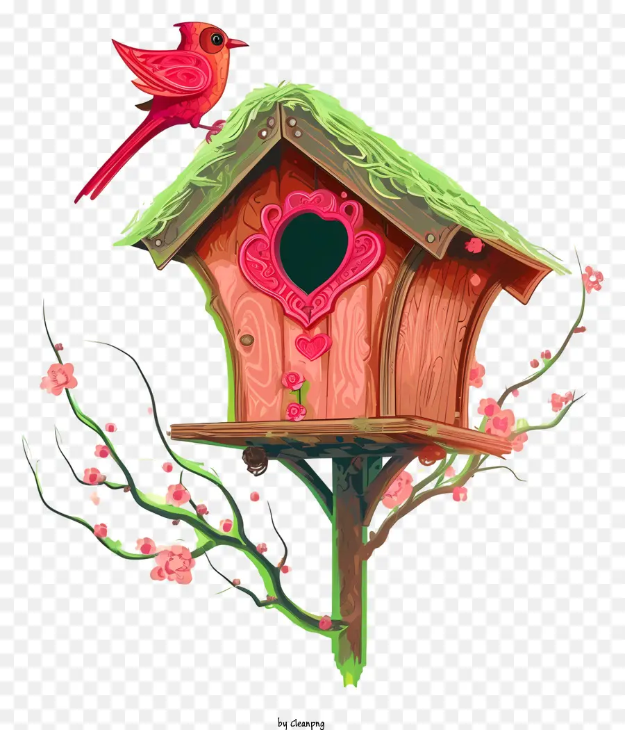 Al Estilo De La Ilustración Romántica，Casa De Pájaros De San Valentín PNG