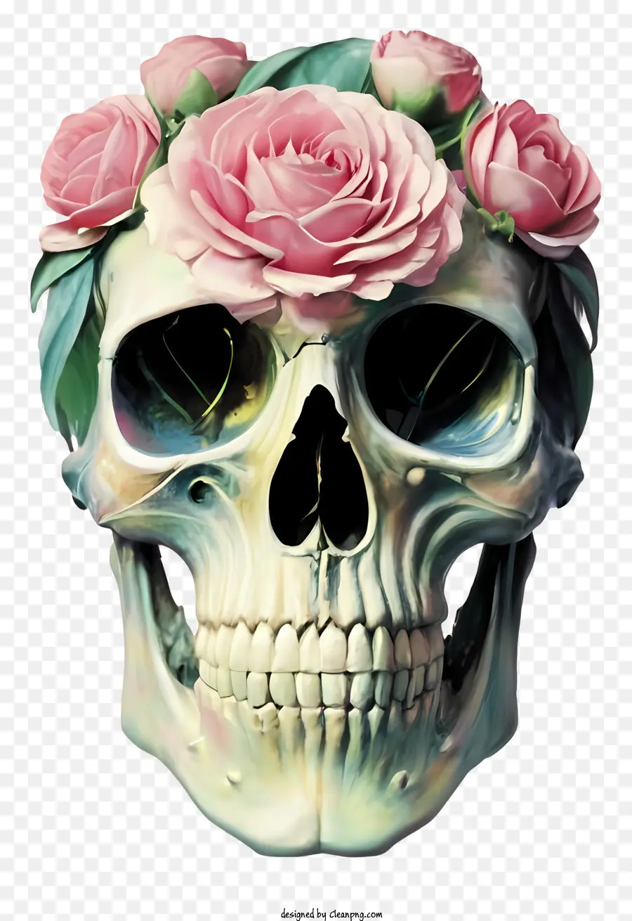 La Historieta，Cráneo Con Rosas PNG