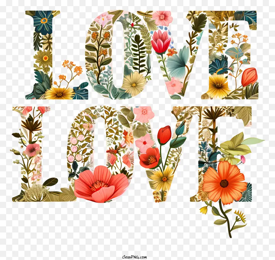 Enamorado，Texto De Amor Con Flores PNG