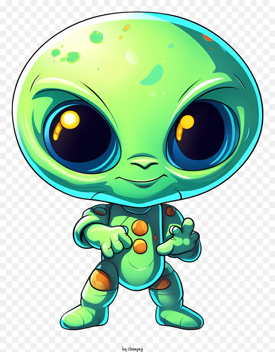 Lindo Alienígena Con Nave Espacial Ovnis，Dibujos Animados De Alienígena Verde PNG