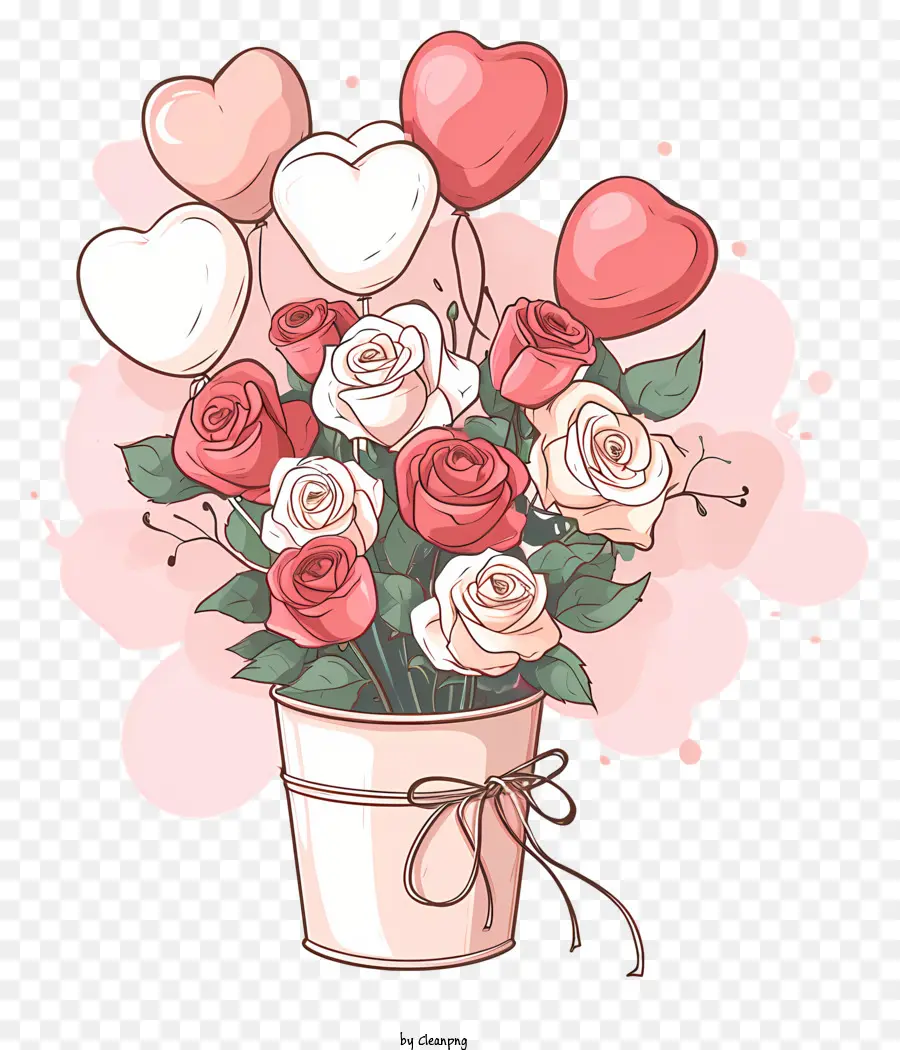 Elementos De San Valentin，Ramo De Flores PNG