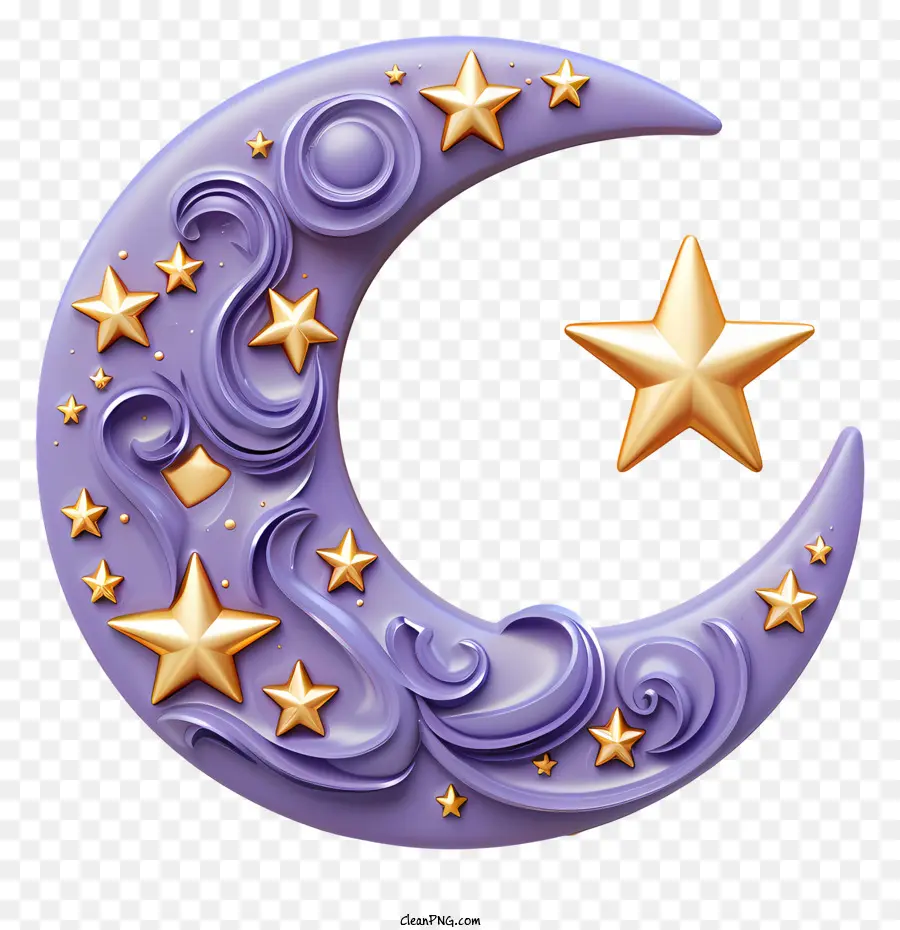Luna Y Estrella De Estilo 3d Realista，Crescent Moon PNG