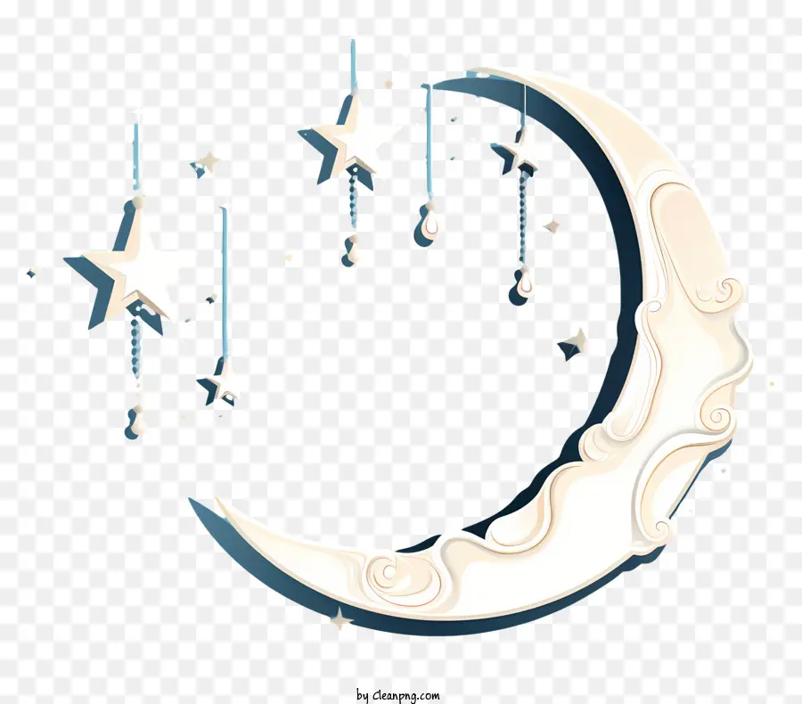 Estilo De Boceto Luna Y Estrella，Luna Creciente Con Estrellas PNG