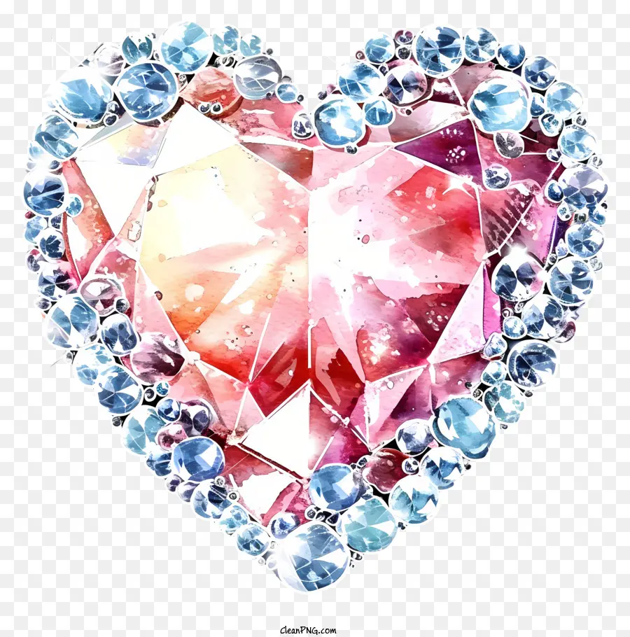 Acuarela Valentine Heart Diamond，Arreglo En Forma De Corazón PNG