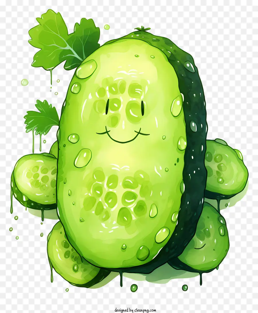 Acuarela De Pepino，Pepino Sonriente PNG