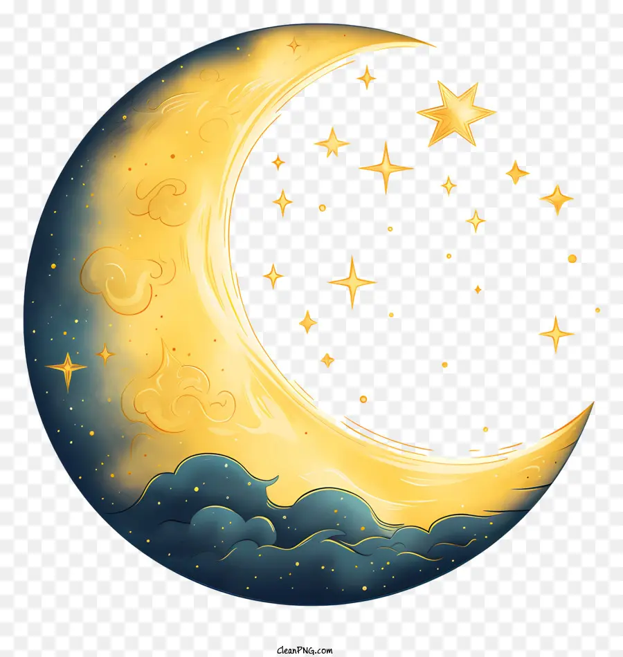 Luna Plana Y Estrella，Luna Y Estrellas PNG