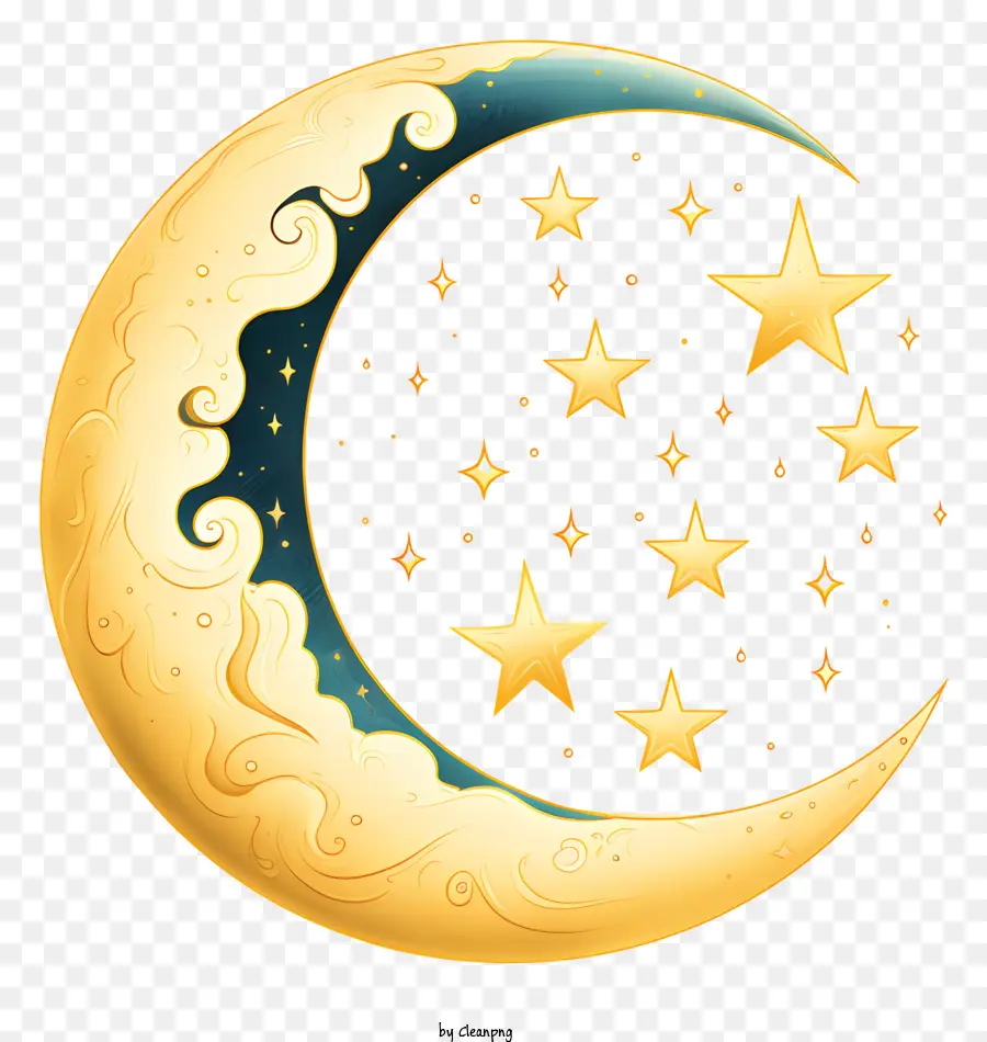 Luna Plana Y Estrella，Luna De La Luna Dorada PNG