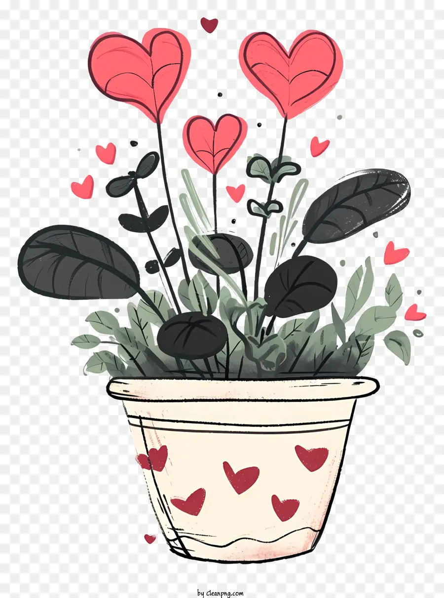 Doodle Valentine Plant，Ilustración En Blanco Y Negro PNG