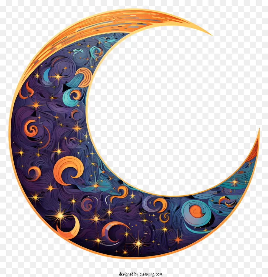 Pinturas Multicolores Luna Y Estrella，Luna Creciente PNG