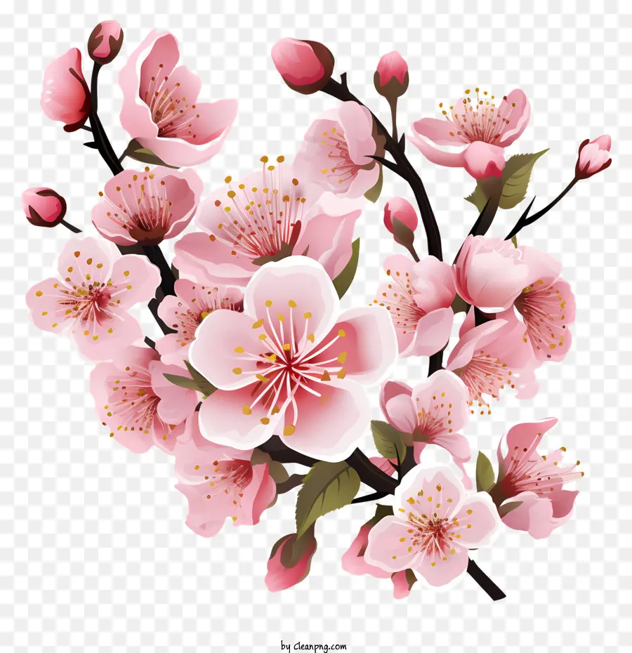 Marco De Flores Sakura，Árbol De Flor Rosa PNG