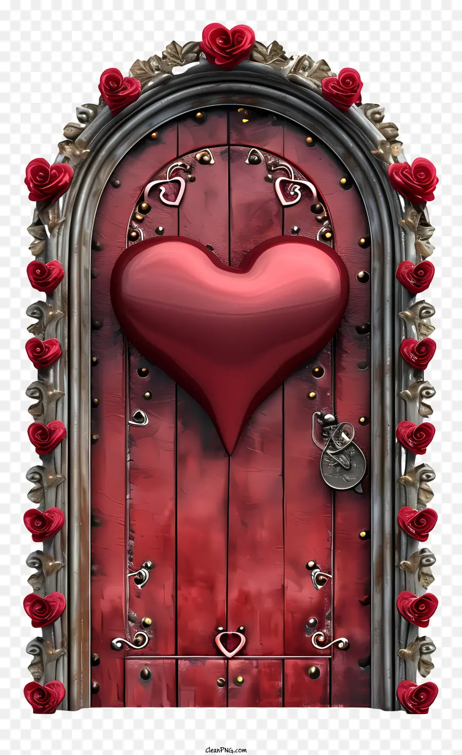 Puerta De San Valentín，Rojo De Madera De La Puerta PNG