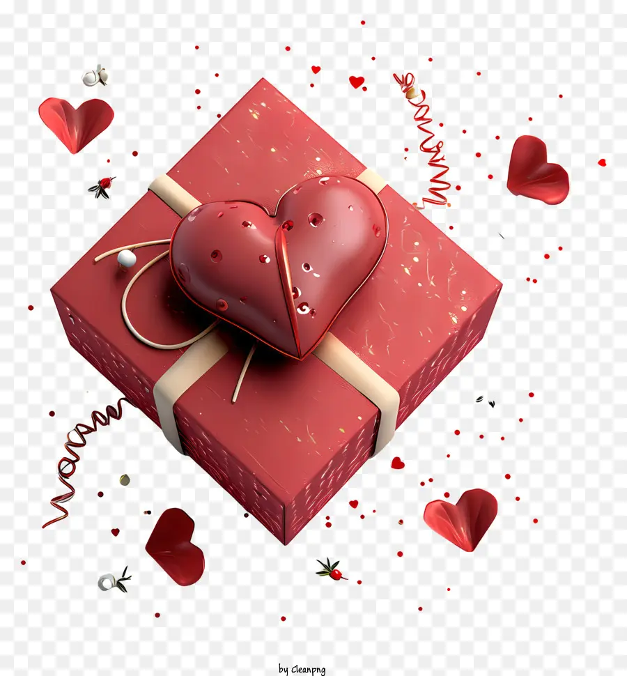 Regalo De San Valentín，Caja De Regalo En Forma De Corazón Rojo PNG
