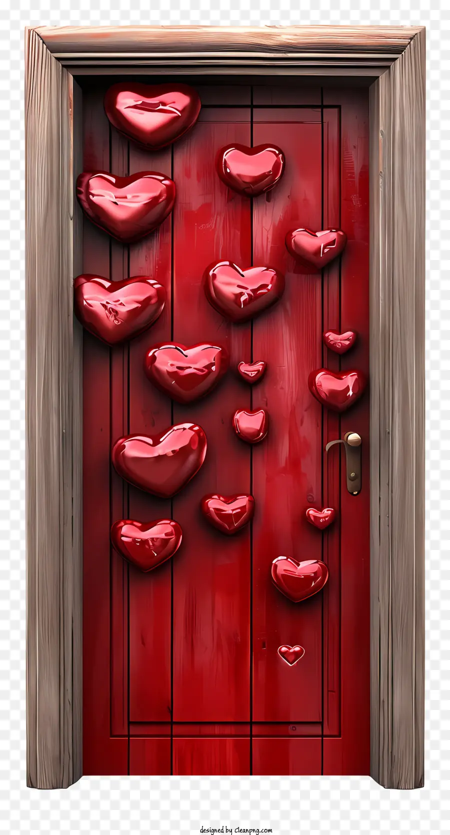 Puerta De San Valentin，Puerta Roja Con Múltiples Corazones PNG