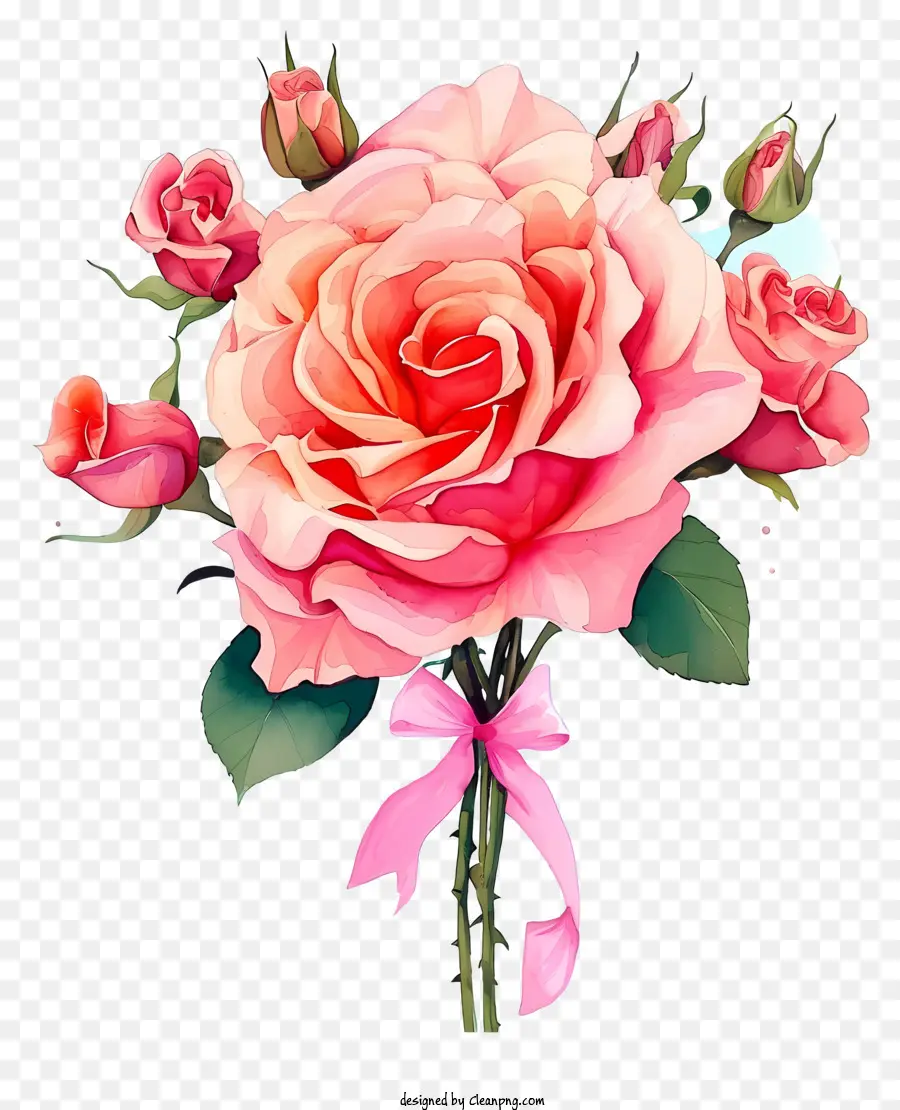 A Acuarela Valentine Rose，Rosas De Color Rosa PNG