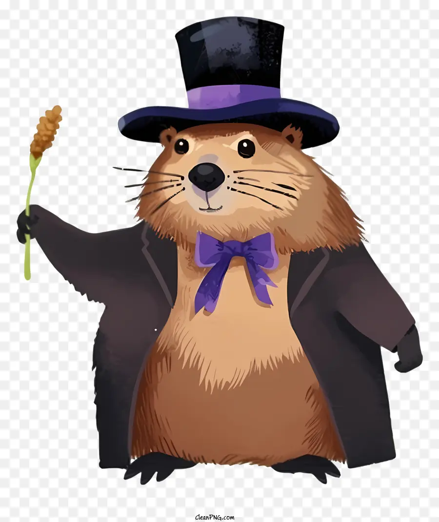 Ilustración De Vector Plano Minimalizado，El Día De La Marmota PNG