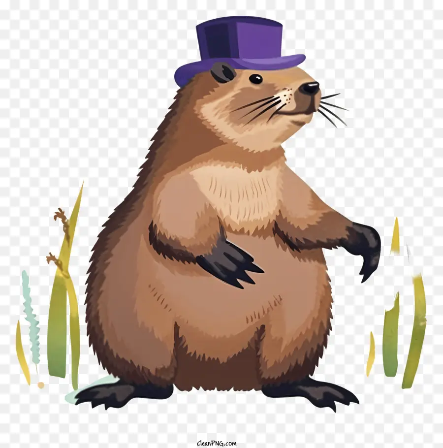 Ilustración De Vector Plano Minimalizado，El Día De La Marmota PNG