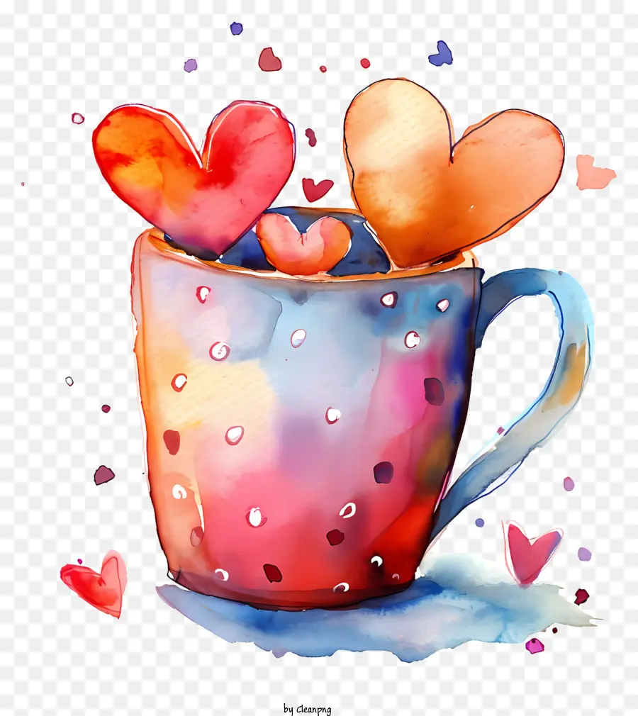 Taza Del Corazón Del Amor，Pintura A La Acuarela PNG